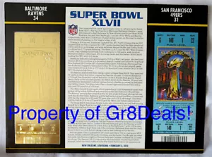 SUPER BOWL 47 ~ RAVENS vs 49ers ~ NFL 22 KT GOLD SB XLVII TICKET Willabee & Ward - Picture 1 of 1