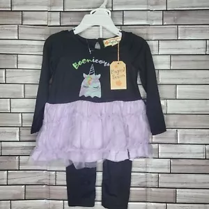New Toddler Halloween Outfit Long Sleeve Black Dress Shirt Unicorn 18 Months - Picture 1 of 10