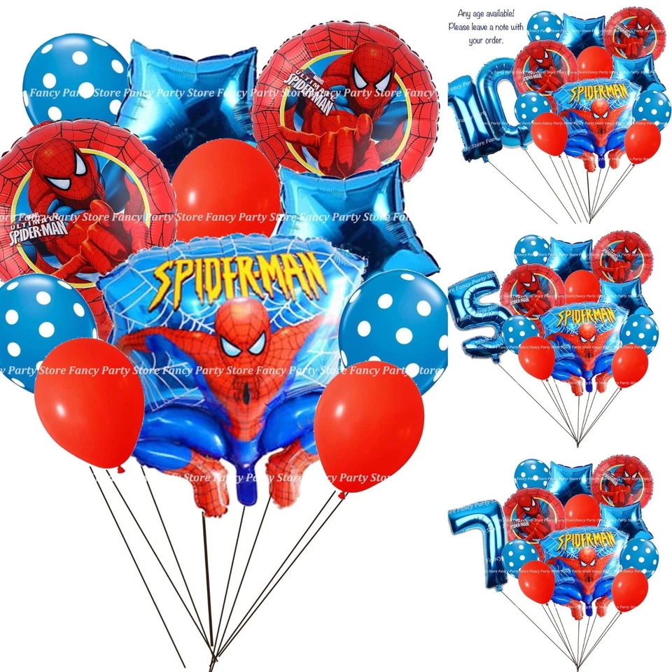Lote de globos de papel de aluminio con tema de cumpleaños Spiderman fiesta de los vengadores Spiderman superhéroes Foto 1 de 1