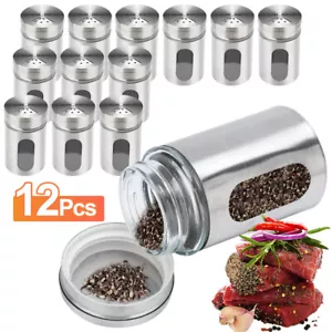 Gewürzstreuer Pfeffer Salz Edelstahl Gläser Gewürz Streuer Dosen Glas Box 12 Set - Bild 1 von 10