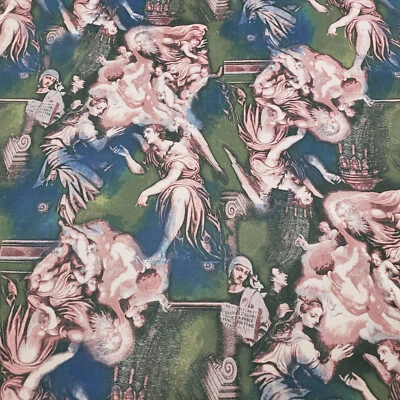 Renascimento Celestial - Estampa de arcanjos e querubins malha elástica 4 vias elastano Fa - Imagem 1 de 4