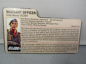 GI JOE -- Tarjeta de archivo 1985 Flint - 10 + artículos = ENVÍO GRATUITO -- GIJOE - Imagen 1 de 2