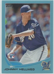 2013 Topps Update WALMART BLUE #US19 Johnny Hellweg MILWAUKEE BREWERS RC 10