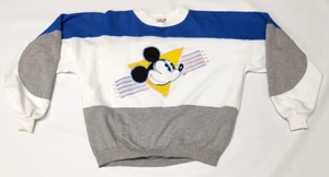 Selten Vintage Disney Wear Mickey Mouse Kopf Pullover Sweatshirt ~ weiß blau grau XL - Bild 1 von 23