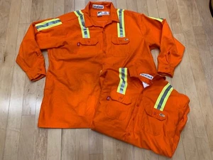 REED FR Orange Long Sleeve 2112 HRC 2 Reflective Safety Shirt SZ 4XL EUC Lot - Picture 1 of 11