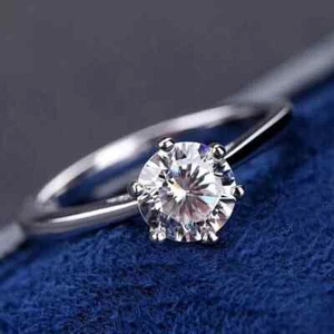 14k White Gold Plated 1.80 CTW Round Cut Lab Created Solitaire Engagement Ring - Picture 1 of 8