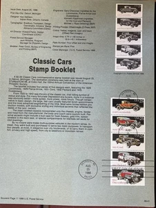 USPS Souvenir Page 2385A Classic Cars Detroit Michigan - Picture 1 of 1