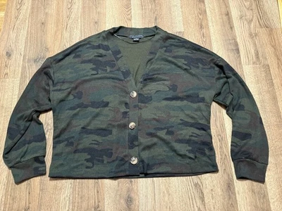 Social Standard by Sanctuary Sweater Women Large Green Black Brown Camo Cardigan - Image 1 of 4