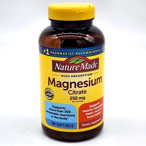 Nature Made Magnesium Citrate 250 Mg. 180 Softgels EXP 10/2027 - Picture 1 of 6