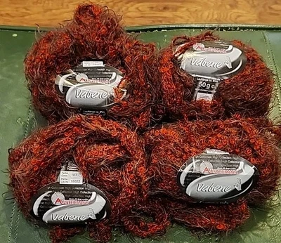 Austermann Vabene Yarn Lot of 4 Balls 50g Red Brown Patterned Yarn - Image 1 of 3