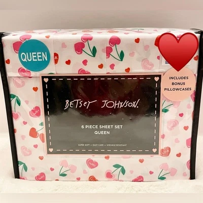 Juego de Sábanas BETSEY JOHNSON Dulce Tarta Corazón Cerezas Microfibra VALENTÍN Reina Foto 1 de 4