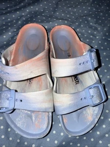Birkenstock Arizona Essentials EVA Sandals Coral Peach Multi Kids Size 28 - Picture 1 of 8