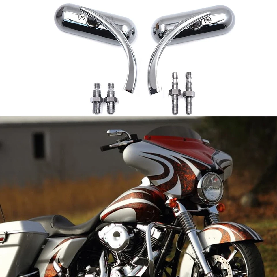 Chrome Oval Mirrors For Harley Davidson Street Glide Road King Softail Touring A - Image 1 of 4