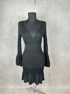 Vestido para mujer Missoni tejido negro talla IT 42 (US 6) mangas campana cuello en V profundo - Imagen 1 de 12