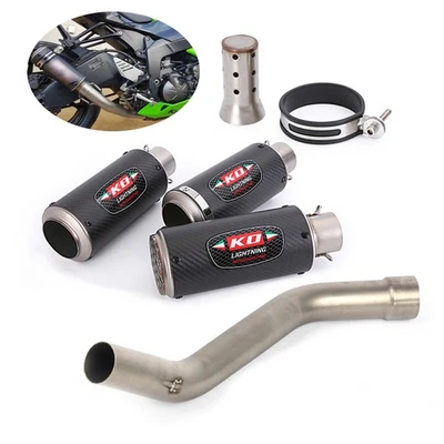 Punta silenciadora de carbono tubo de escape medio Slip para Kawasaki Ninja ZX10R ZX-10R 2008-20 Foto 1 de 4