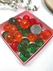 Bubblegum Beads 20mm Clear Acrylic Round Red Green Beads Lot 20 pcs Chunky