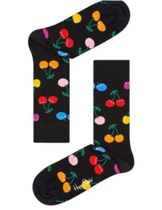 Calcetines HAPPY Para Hombre Negros Multicolor Cereza Algodón Peinado Calcetines Talla 8-12 Nuevos con Etiquetas - Imagen 1 de 1
