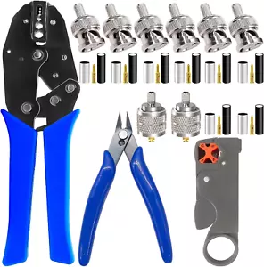 Mxuteuk Koaxialkabel Werkzeug Kit, BNC Crimpzange mit 8 Stück BNC/UHF Crimp Stecker Stecker - Bild 1 von 12