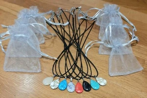 Joblot 8 X Natural Stone Pendant Drop Necklaces + Gift Bag Pouches - Picture 1 of 2