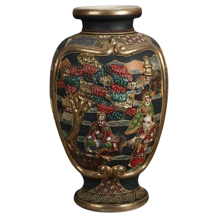 陶瓷金色1900-1940 年日本花瓶| eBay