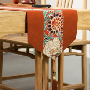 Chinese Ethnic Table Runner Waterproof Tablecloth Retro Cover Mat Home Decor - Picture 1 of 11