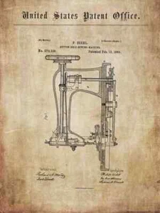Antique, old sewing machine / table SINGER - histor. patents 1851+ for poster - Picture 1 of 7