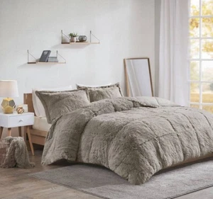 Intelligent Design Bedding Sets 90" King/Cal King Shaggy Long Polyester Gray - Picture 1 of 4