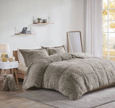 Intelligent Design Bedding Sets 90" King/Cal King Shaggy Long Polyester Gray - Image 1 of 4