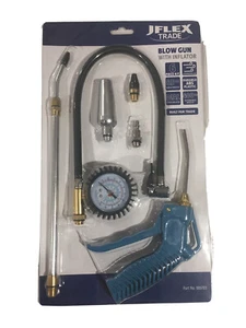 Jamec Jflex Trade Air Blow gun with extensions Tyre dial Guage Inflator 6 Pc Kit - Picture 1 of 2