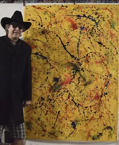 64”X44” Jackson Pollock style canvas painting Acrylic,Abstract, Modern,X Large - Picture 1 of 14