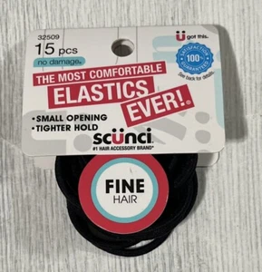 Scunci No-Damage Fine Hair Elastics, Black, 15-Pieces #32509 - Picture 1 of 1