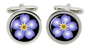 Forget-me-not Cufflinks in Chrome Gift Box - Picture 1 of 5