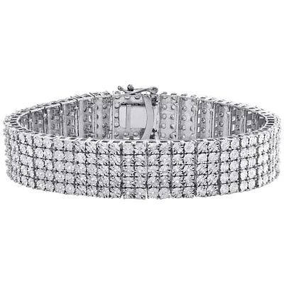 Real Diamond Sterling Silver 5 Row Tennis Bracelet 16mm Miracle Set 6/9 CT - Image 1 of 4