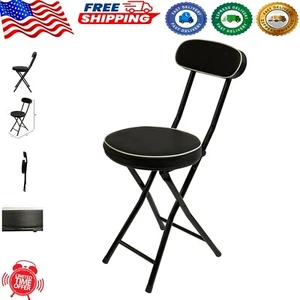Compact 12-Inch Cushioned Folding Stool - Stylish & Versatile Seating Solution - Picture 1 of 11
