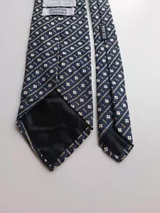 CRAVATTA GORDON CRANE BY ATLAS DESIGN PURE SILK VINTAGE BLU TIE SETA - Picture 1 of 6