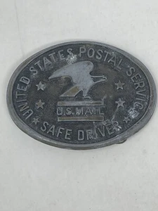 Vintage EE. UU. Hebilla de cinturón de premio "Safe Driver" de latón macizo del servicio postal - Imagen 1 de 2