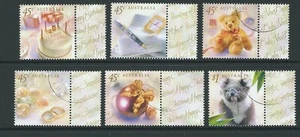 JUEGO DE 6 SELLOS DE FELICITACIÓN AUSTRALIANA 1999 CON PESTAÑAS FINAS USADAS - Imagen 1 de 1
