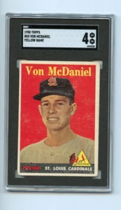 1958 Topps Von McDaniel Cardenales de San Luis #65 Amarillo ⭐️💥🎯 SGC Calificado 4 - Imagen 1 de 2