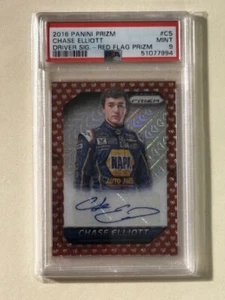 PSA 9 - 2016 Prizm Chase Elliott Driver Signature Auto Red Flag Rookie RC 29/35 - Imagen 1 de 2