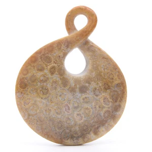50mm Pendant Necklace Fossilised Coral Natural Handmade Healing Reiki - Picture 1 of 2