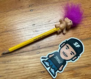 VTG 90S RUSS GOOD LUCK TROLL PENCIL TOPPER PINK HAIR DOLL FIGURE TOY ORIGINAL - Picture 1 of 4