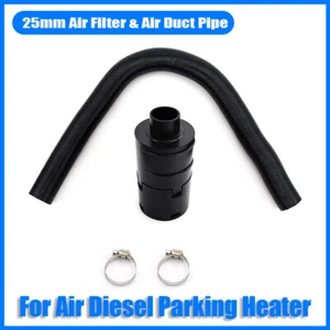 25mm Air Diesel Heater Intake Filter + Intake Duct Ducting Pipe + Clips Black B@ - Foto 1 di 8
