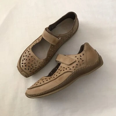 Zapatos Rieker Detallados Mary Jane 9.5 Cuero Marrón Planos Cómodos Para Mujer 41 Foto 1 de 4