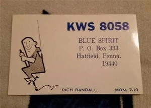 HAM CB RADIO QSL Trading Card "BLUE SPIRIT - RICH RANDALL - HATFIELD, PA" - Picture 1 of 1