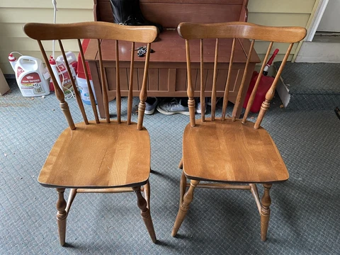 2 Matching S. Bent & Brothers Colonial Chairs Made In Gardner, MA Cover