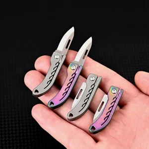 Mini Llavero de Aleación de Titanio D2 Cuchillo Plegable Bolsillo Exterior Campamento Viajes EDC - Imagen 1 de 14