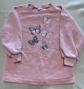 BCBG Girls Sweater XS 5/6 Pink Butterfly Crew Neck Long Sleeve Pullover Top - Picture 1 of 17