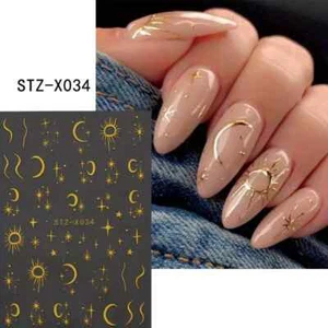 Nail Art Stickers Metallic Gold Mix Design Decals Craft 2 Sheets - Picture 1 of 2