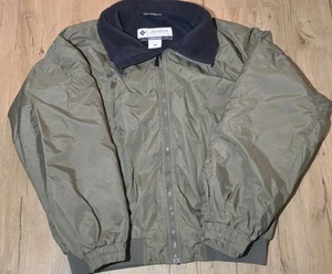 Columbia Sportswear Men’s Jacket L Green Zip Up Bomber Style Fleece Collar - Picture 1 of 8