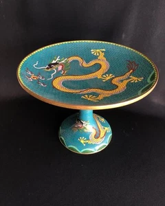 Anfang 20. Jh. ANTIKE chinesische Cloisonné Obstschale Drachen 22 cm Emaille RAR - Bild 1 von 10